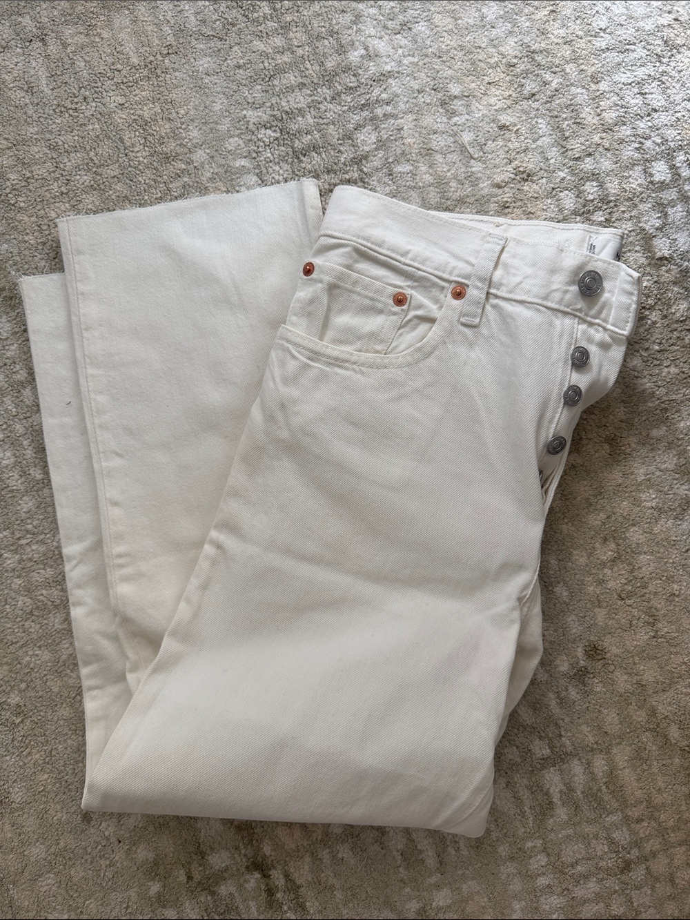 Mango Havana Women’s Cream High-Rise Button-Fly Jeans